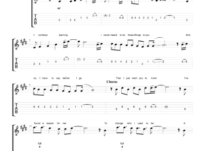The Reason - Hoobastank - Guitar Instrumental (PDF)