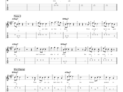 Die With A Smile - Lady Gaga, Bruno Mars - Guitar Instrumental - Lyrics (PDF)