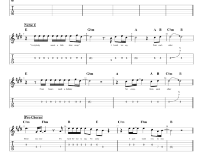 Hard To Say I'm Sorry - Chicago - Guitar Instrumental - Lyrics (PDF)